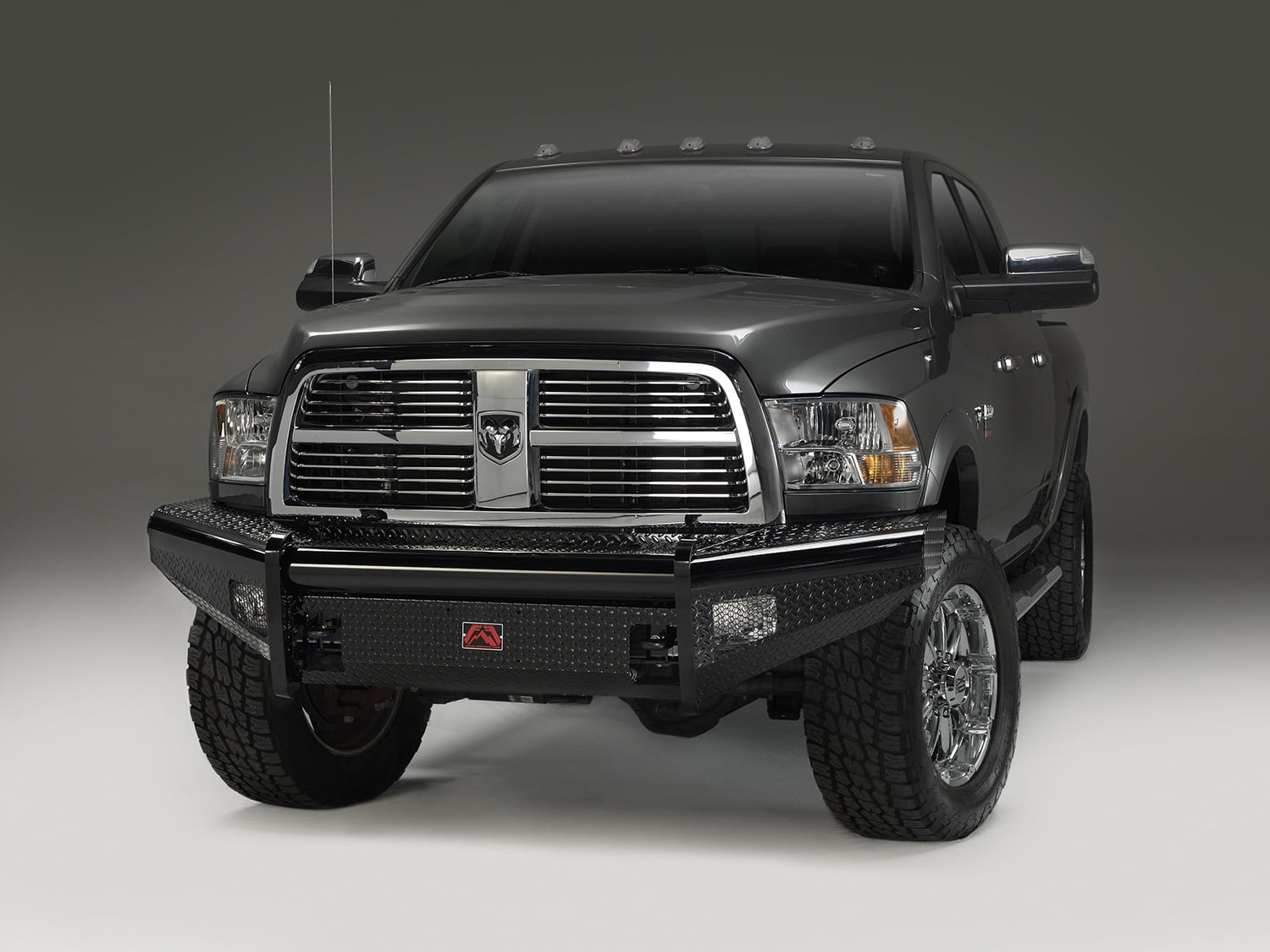 Fab Fours DR06-S1161-1 Black Steel Front Ranch Bumper; 2 Stage Black Powder Coated; w/o Full Grill Guard; Incl. Light Cut-Outs; Fits select: 2006-2009 DODGE RAM 2500, 2006-2009 DODGE RAM 3500