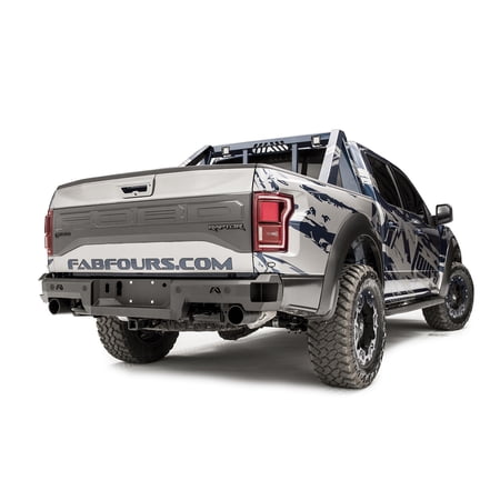 Fab Fours FF17-W4351-1 Premium Rear Sensor Bumper; 2 Stage Black Powder Coated; Fits select: 2017-2020 FORD F150 RAPTOR