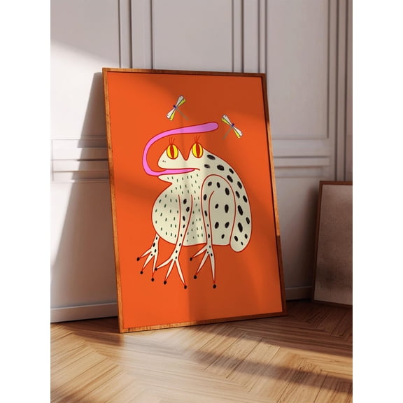 Fab Frog Floral Illustration Whimsical Art, Unframed Canvas 16x20in