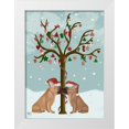 thumbnail image 1 of Fab Funky 11x14 White Modern Wood Framed Museum Art Print Titled - French Bulldogs and Christmas Tree, 1 of 4