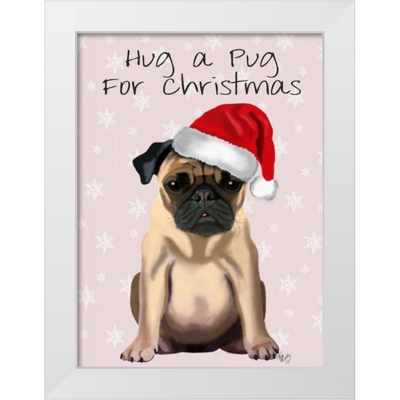 Fab Funky 11x14 White Modern Wood Framed Museum Art Print Titled - Hug a Pug