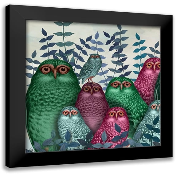 Fab Funky 12x12 Black Modern Framed Museum Art Print Titled - Fab Funky Owl Fun Collection F
