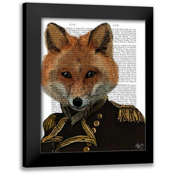 Fab Funky 12x14 Black Modern Framed Museum Art Print Titled - Admiral Fox Portrait