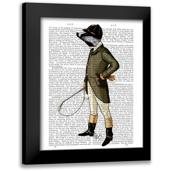 Fab Funky 12x14 Black Modern Framed Museum Art Print Titled - Badger The Rider Full