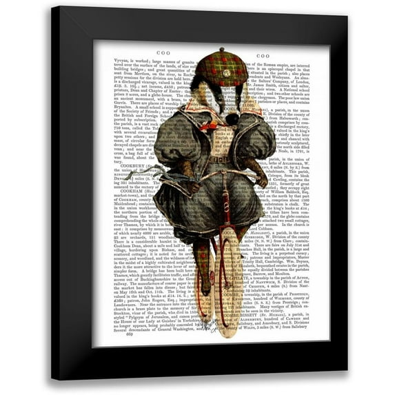 Fab Funky 12x14 Black Modern Framed Museum Art Print Titled - Badger on Vintage Bicycle