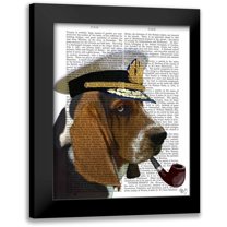 Fab Funky 12x14 Black Modern Framed Museum Art Print Titled - Basset Hound Sea Dog