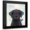 thumbnail image 1 of Fab Funky 12x14 Black Modern Framed Museum Art Print Titled - Black Labrador and Flower Glasses, 1 of 5