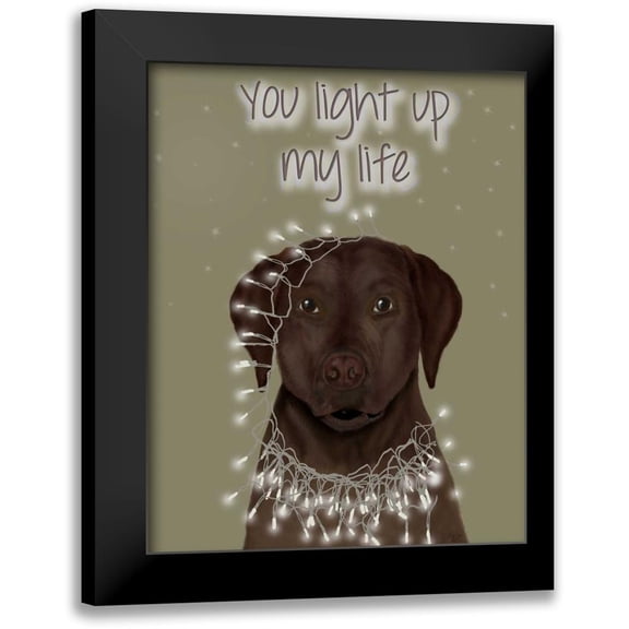 Fab Funky 12x14 Black Modern Framed Museum Art Print Titled - Chocolate Labrador, You Light Up