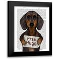 thumbnail image 1 of Fab Funky 12x14 Black Modern Framed Museum Art Print Titled - Dachshund Free Hugs, 1 of 5