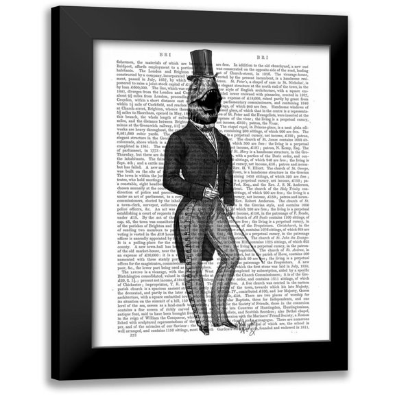 Fab Funky 12x14 Black Modern Framed Museum Art Print Titled - Dinosaur TRex Man 2