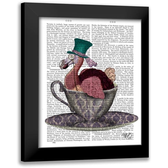 Fab Funky 12x14 Black Modern Framed Museum Art Print Titled - Dodo in Teacup