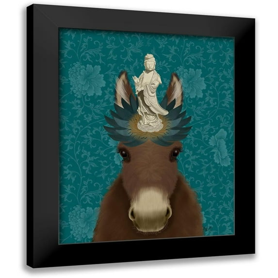 Fab Funky 12x14 Black Modern Framed Museum Art Print Titled - Donkey Bodhisattva
