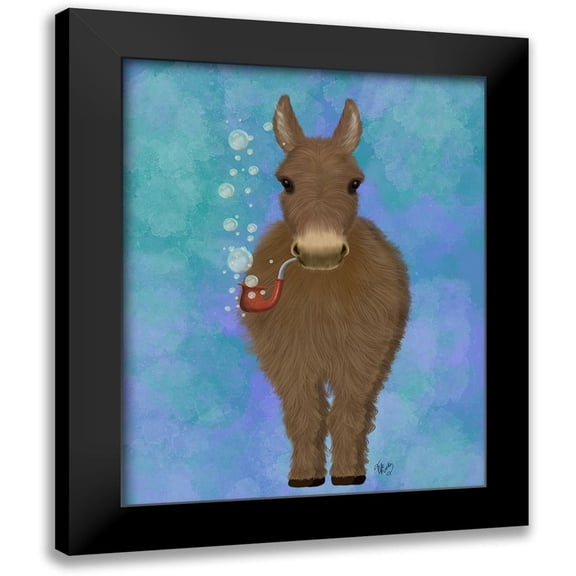 Fab Funky 12x14 Black Modern Framed Museum Art Print Titled - Donkey Bubble Pipe, Full