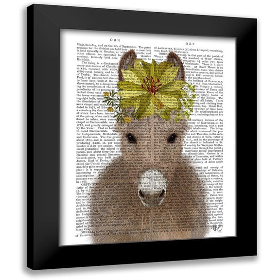 Fab Funky 12x14 Black Modern Framed Museum Art Print Titled - Donkey Sunflower Book Print