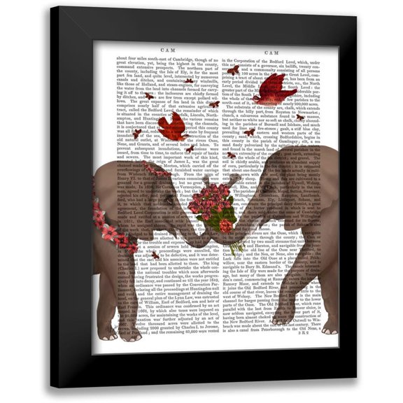 Fab Funky 12x14 Black Modern Framed Museum Art Print Titled - Elephant Bouquet, Portrait