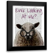 Fab Funky 12x14 Black Modern Framed Museum Art Print Titled - Ewe Looking at Me DeNiro Sheep
