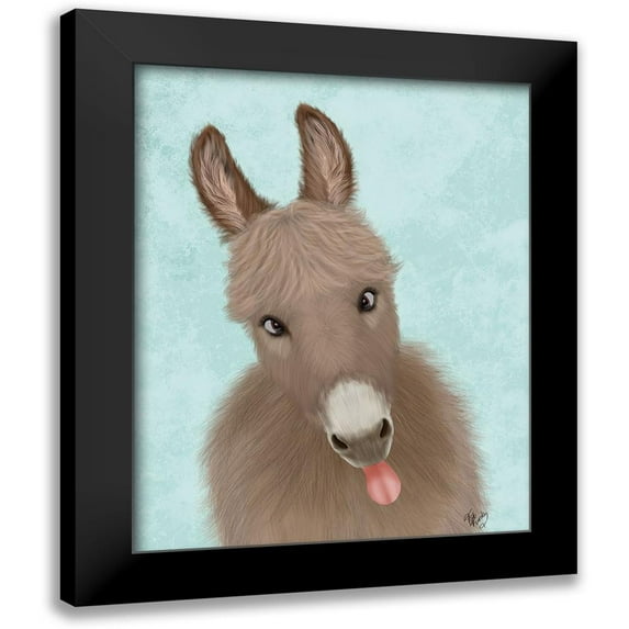 Fab Funky 12x14 Black Modern Framed Museum Art Print Titled - Funny Farm Donkey 2