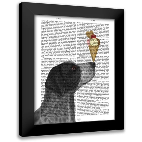 Fab Funky 12x14 Black Modern Framed Museum Art Print Titled - German Shorthaired Pointer Ice Cream, Black