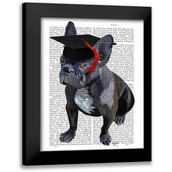 Fab Funky 12x14 Black Modern Framed Museum Art Print Titled - Graduation French Bulldog