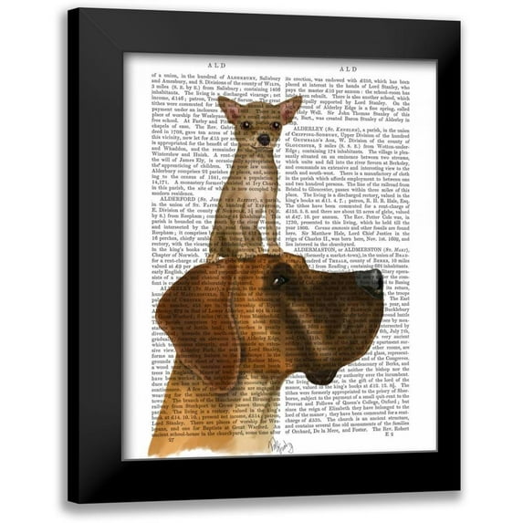 Fab Funky 12x14 Black Modern Framed Museum Art Print Titled - Great Dane and Chihuahua