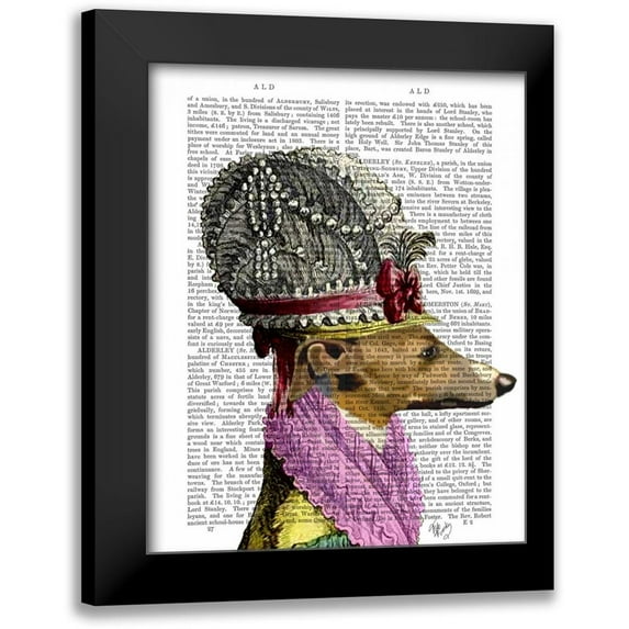 Fab Funky 12x14 Black Modern Framed Museum Art Print Titled - Greyhound in 16th Century Hat