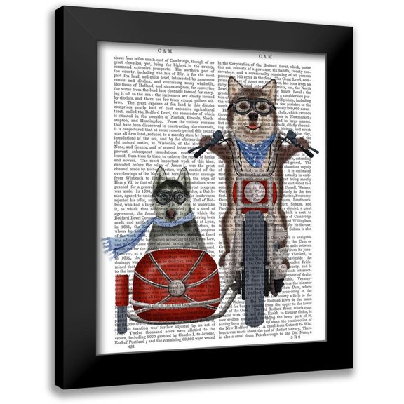 Fab Funky 12x14 Black Modern Framed Museum Art Print Titled - Husky Chopper and Sidecar