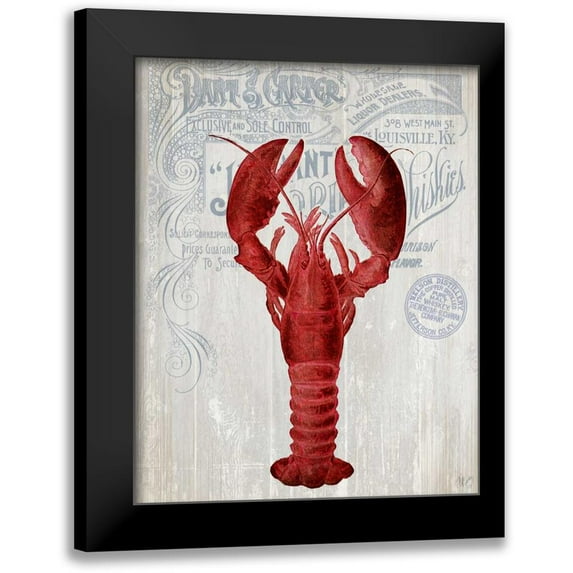 Fab Funky 12x14 Black Modern Framed Museum Art Print Titled - Lobster Prohibition Lobster On White
