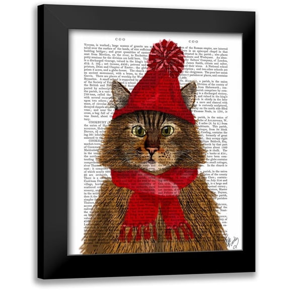 Fab Funky 12x14 Black Modern Framed Museum Art Print Titled - Maine Coon Cat