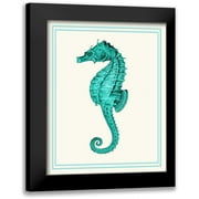 Fab Funky 12x14 Black Modern Framed Museum Art Print Titled - Mixed Nautical Turquoise on Cream e
