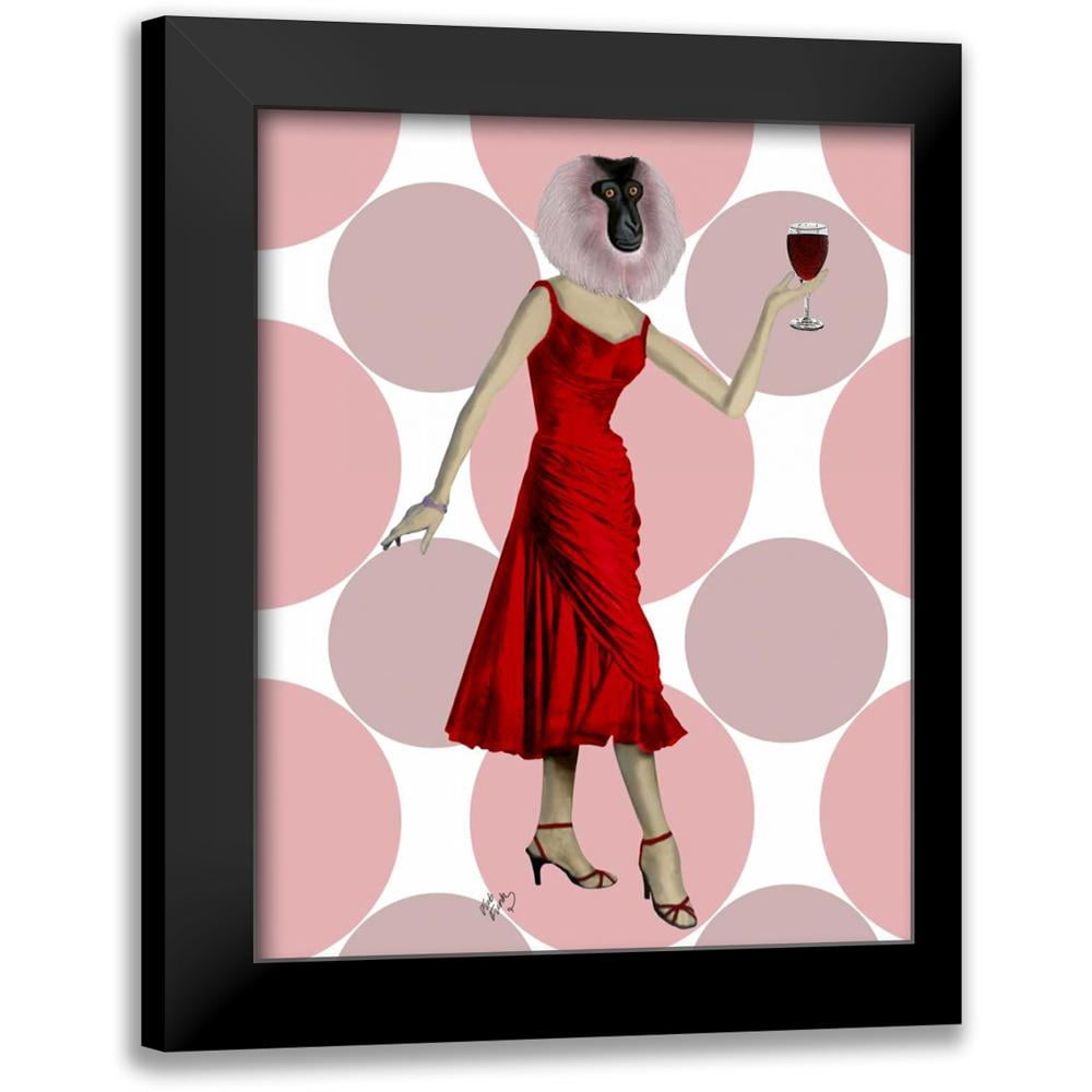 monkey red dress Monkey in Red Dress with wine Poster