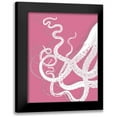 thumbnail image 1 of Fab Funky 12x14 Black Modern Framed Museum Art Print Titled - Octopus Tentacles White On Pink, 1 of 5
