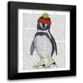 thumbnail image 1 of Fab Funky 12x14 Black Modern Framed Museum Art Print Titled - Penguin Ice Skating Book Print, 1 of 5