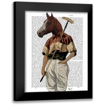 Fab Funky 12x14 Black Modern Framed Museum Art Print Titled - Polo Horse Portrait