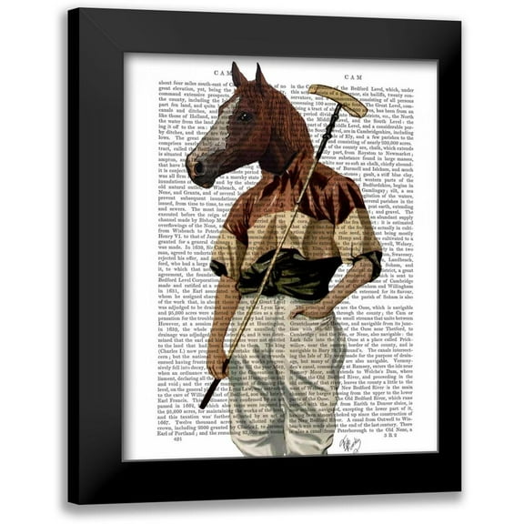 Fab Funky 12x14 Black Modern Framed Museum Art Print Titled - Polo Horse Portrait