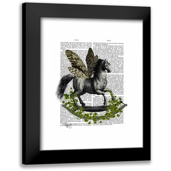Fab Funky 12x14 Black Modern Framed Museum Art Print Titled - Rocking Horse Fly