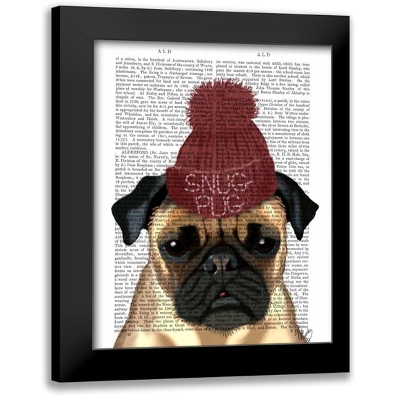 Fab Funky 12x14 Black Modern Framed Museum Art Print Titled - Snug Pug