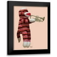thumbnail image 1 of Fab Funky 12x14 Black Modern Framed Museum Art Print Titled - Sock Monkey Playing Trumpet, 1 of 5
