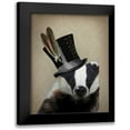 thumbnail image 1 of Fab Funky 12x14 Black Modern Framed Museum Art Print Titled - Steampunk Badger in Top Hat, 1 of 5