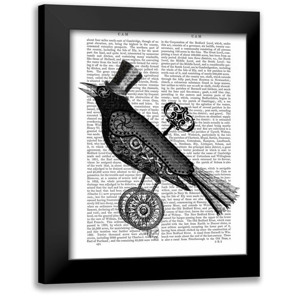 Fab Funky 12x14 Black Modern Framed Museum Art Print Titled - Steampunk Crow