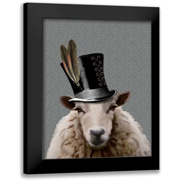Fab Funky 12x14 Black Modern Framed Museum Art Print Titled - Steampunk Sheep