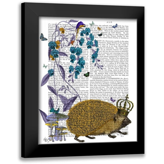 Fab Funky 12x14 Black Modern Framed Museum Art Print Titled - The Golden Hedgehog