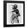 thumbnail image 1 of Fab Funky 12x14 Black Modern Framed Museum Art Print Titled - Triceratops Man on Bike Dinosaur, 1 of 5