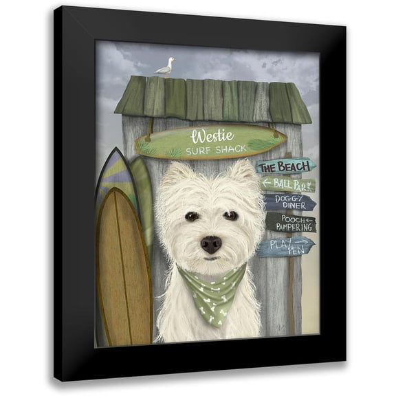Fab Funky 12x14 Black Modern Framed Museum Art Print Titled - Westie Surf Shack