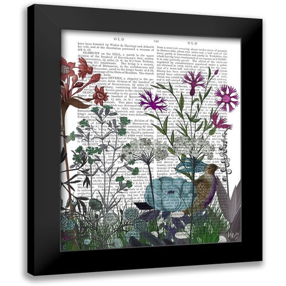 Fab Funky 12x14 Black Modern Framed Museum Art Print Titled - Wildflower Bloom, Partridge Book Print