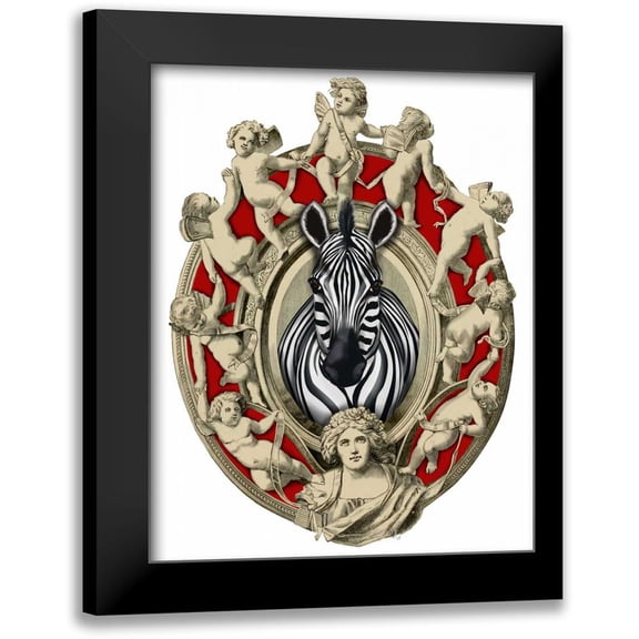 Fab Funky 12x14 Black Modern Framed Museum Art Print Titled - Zebra Head Plaque