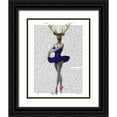 thumbnail image 1 of Fab Funky 12x14 Black Ornate Wood Framed with Double Matting Museum Art Print Titled - Ballet Deer in Blue, 1 of 4