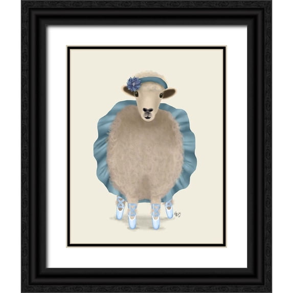 Fab Funky 12x14 Black Ornate Wood Framed with Double Matting Museum Art Print Titled - Ballet Sheep 3