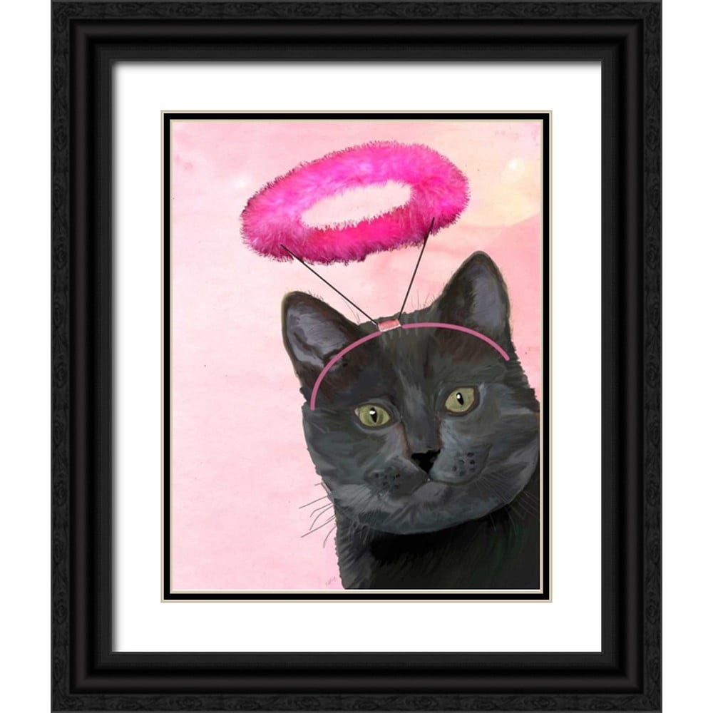 Fab Funky 12x14 Black Ornate Wood Framed with Double Matting Museum Art  Print Titled - Black Cat With Pink Angel Halo - Walmart.com