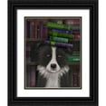 thumbnail image 1 of Fab Funky 12x14 Black Ornate Wood Framed with Double Matting Museum Art Print Titled - Border Collie, Black and White, and Books, 1 of 4
