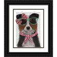 thumbnail image 1 of Fab Funky 12x14 Black Ornate Wood Framed with Double Matting Museum Art Print Titled - Border Collie, Tricolour, with Glasses and Scarf, 1 of 4